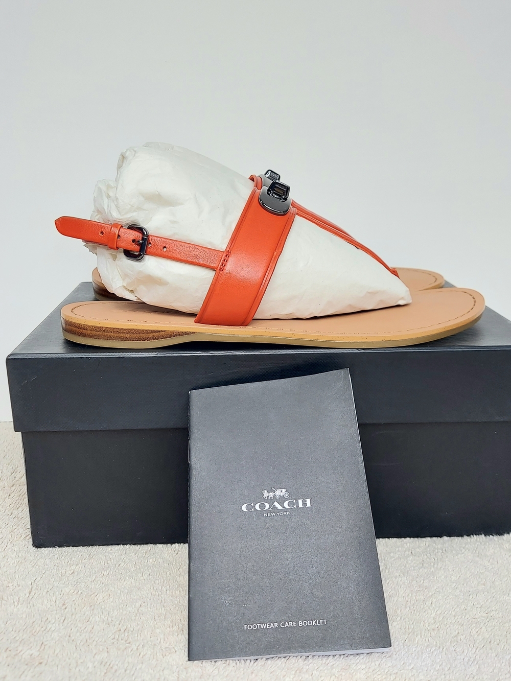 Coach Gracie Red Leather Luxury Thong Sandals Womens Size 6M NWT Office Vacation